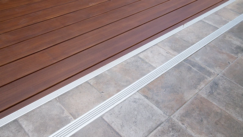 Wooden and vintage tiled floor